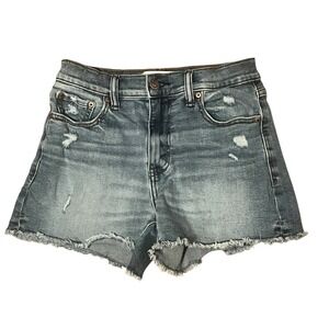 Daze Hug Distressed High Rise Blue Denim Shorts 25 Y2K Indie Grunge‎ Streetwear